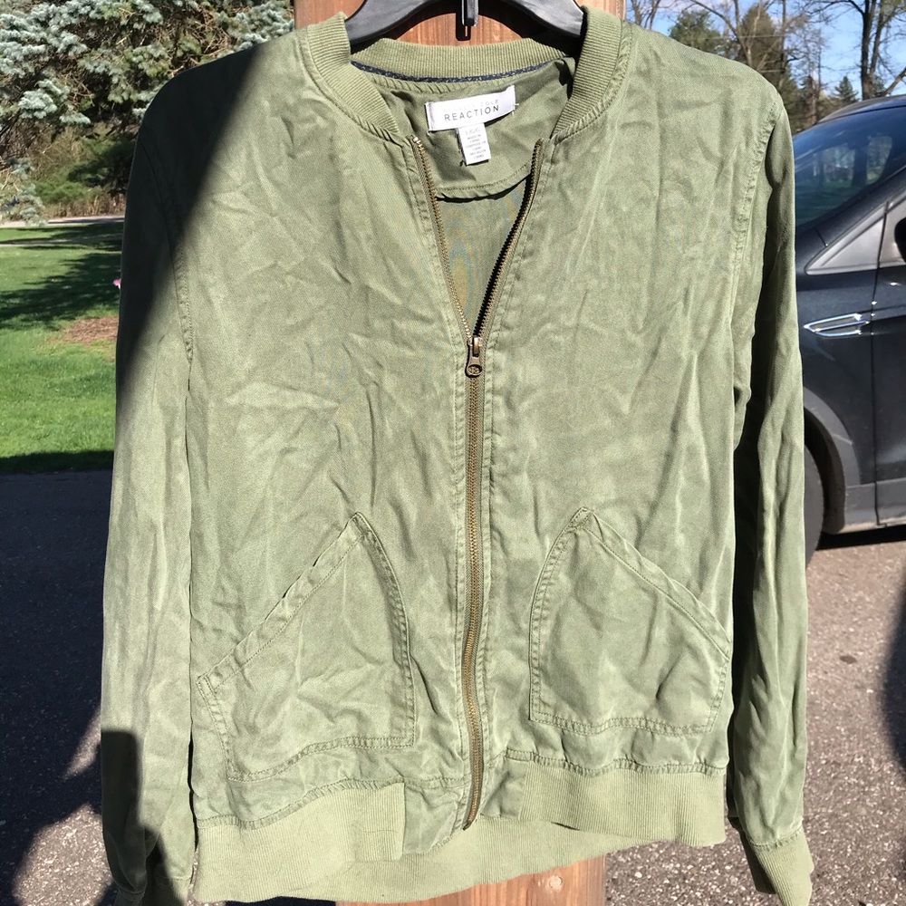 olive green kenneth cole bomber jacket